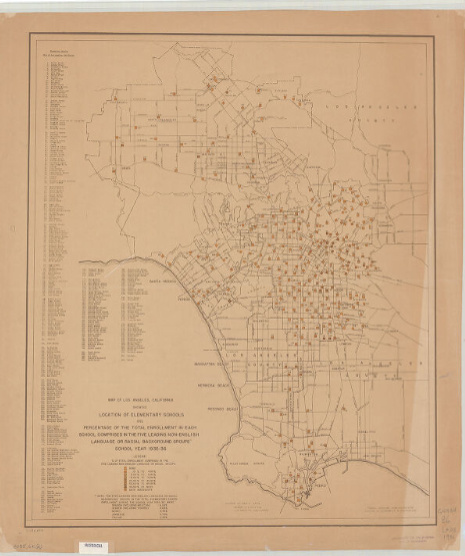 Thematic Map of Los Angeles Showing Location of Elementary Schools